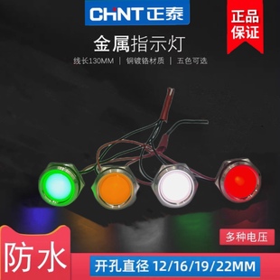 正泰12 22mm金属指示灯信号灯LED红绿蓝黄白5 24V220V防水