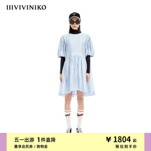 IIIVIVINIKO夏季 新品 廓形感连衣裙女M320644173C 宽松轻盈泡泡袖