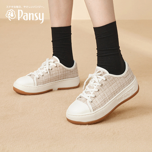 板鞋 Pansy日本鞋 软底轻便厚底增高单鞋 子女新款 秋冬款 休闲帆布鞋