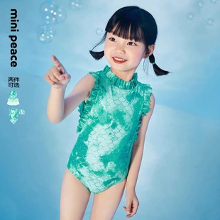 太 鸟儿童泳衣女童泳装 150 度假沙滩夏绿色美人鱼造型纱裙110