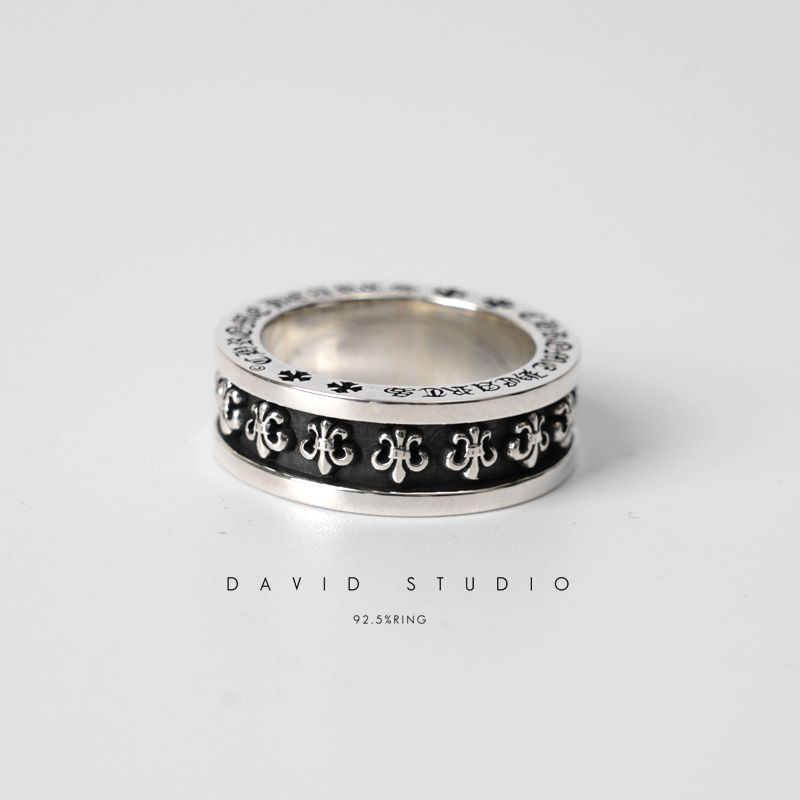 新David studios925纯银童军花船锚经典 ring 做旧复古戒指silver
