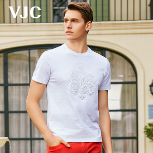 新款 VJC B23BA1029 白色短袖 2024年夏季 T恤烫钻休闲运动上衣 男装
