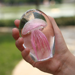 淄博特产琉璃发光水母球摆件海洋动物造景夜光生日送朋友新年礼物