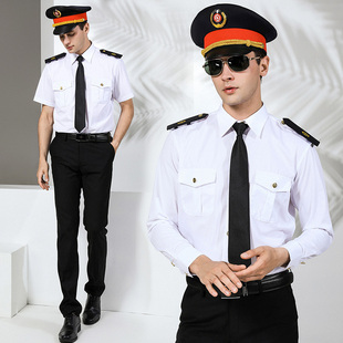 铁路工作服制服乘务员白色制服衬衫 保安服 铁路制服男套装 长袖 新款
