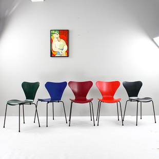 原版 复刻7号椅 设计师椅子 彩色实木餐椅高品质柚木玫瑰木北欧经典