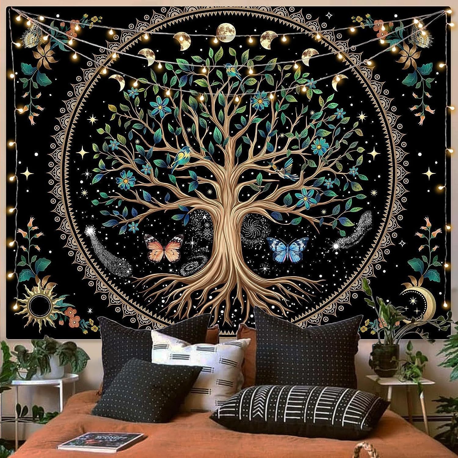 生命之树挂毯波西米亚日月墙布Tarot 房间背景布壁毯壁挂布神秘