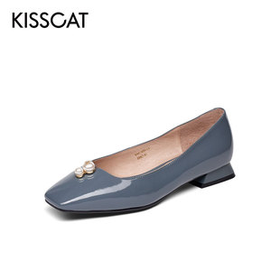 KA21503 KISS 漆牛皮时装 CAT 女鞋 单鞋 接吻猫平跟珍珠配饰时尚
