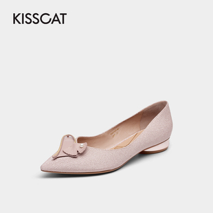 接吻猫春秋商场同款 尖头珍珠扣饰低跟单鞋 女KA21521 CAT KISS
