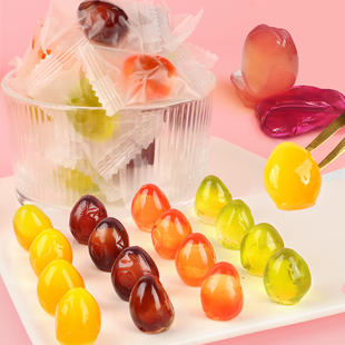 儿童零食可口 可剥皮软糖芒果葡萄混合口味水果3D酸甜果汁糖果散装