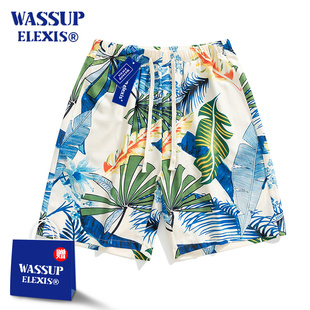 海滩花衬衣 男生夏季 度假休闲衬衫 套装 ELEXIS夏威夷风短裤 WASSUP