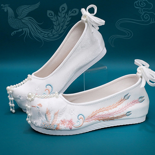 子古代鞋 改良古装 中国龙汉服鞋 汉服搭配鞋 女绣花鞋 子女翘头古风鞋