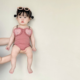 婴儿夏装 洋气甜美水果造型连体泳衣女宝宝吊带速干比基尼夏季 薄款