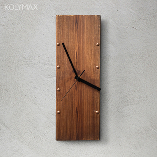 饰时钟表极简艺术挂表客厅超静音钟 装 复古实木长方形挂钟北欧个性