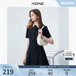 KBNE连衣裙女黑色学院风polo裙子2024夏季 新款 小黑裙连身裙 短袖