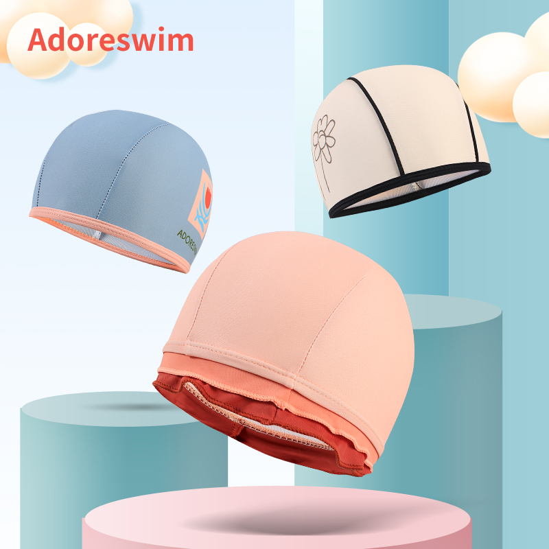 爱多尔儿童泳帽女童男童不勒头专业游泳帽可爱泳衣泳帽搭配