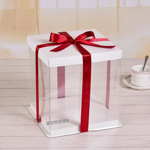 盒 盒零食大礼包盒鲜花包装 14寸16寸大尺寸蛋糕盒透明送礼礼盒包装