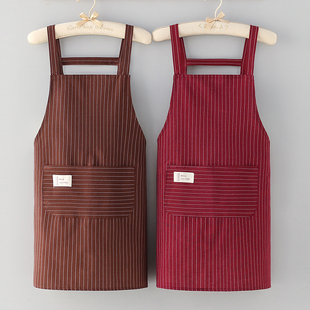 棉布围裙女夏季 工作服男士 家用时尚 厨房网红专用围腰定制LOGO 薄款