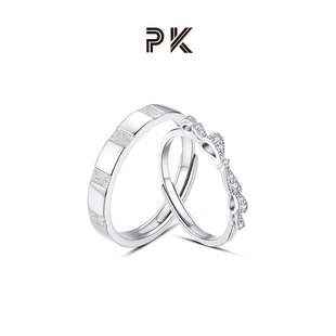 PK童话对戒情侣戒指蝴蝶结原创纯银一对轻奢情人节礼物 ParasKors