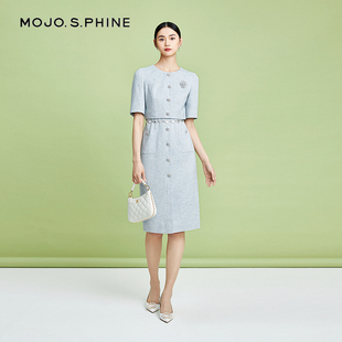 MOJO山茶花套装 式 气质氛围感显瘦一步长裙 假两件连衣裙气质修身