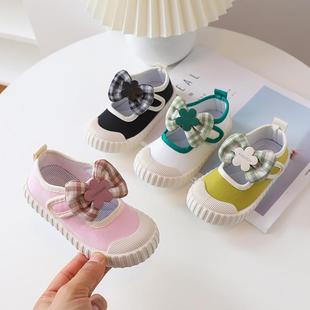 子 蝴蝶结女童布鞋 童鞋 宝宝幼儿园室内鞋 2024年新款 回力儿童帆布鞋