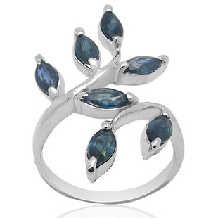 新款 925银天然蓝宝石戒指