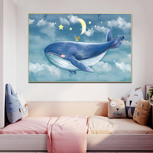 客厅卧室床头简单5d钻石画儿童满钻 卡通鲸鱼点贴钻十字绣2023新款