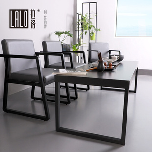 拉洛 直线条极简黑色茶几 工作室创意矮茶台 纯黑色全钢泡茶桌子