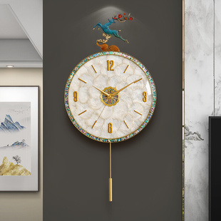 饰挂表中国风静音时钟挂墙 约钟表挂钟客厅家用创意装 新中式