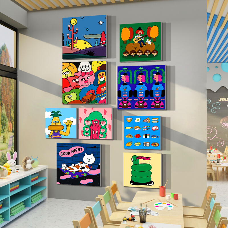 饰环创主题成品互动文化大厅形象托管班美术画室布置 幼儿园墙面装