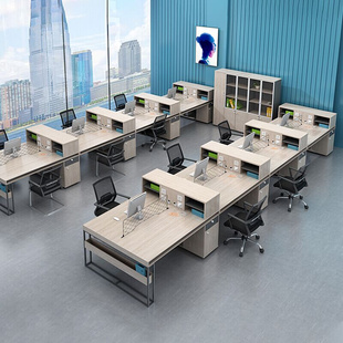 办公桌椅组合工位员工卡座6四4人位创意简约职Q员桌屏风办公室桌
