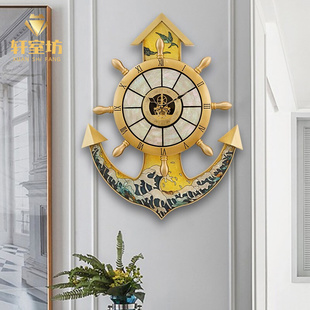 黄纯铜挂钟豪华船舵时钟表家用客厅欧式 艺术装 创意美式 饰钟表 时尚