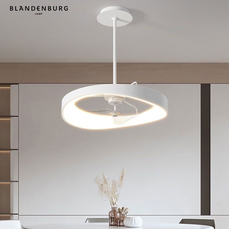 家用餐厅灯 设计师款 风扇吊灯现代简约创意圆环造型饭厅灯北欧时尚