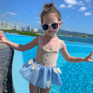 英国next 洋气女宝宝公主小童连体泳装 2024新款 kiss女童泳衣夏季