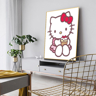 儿童房5d Kitty猫钻石画满钻客厅小件珠绣带框手工十字绣2022新款