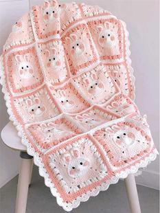 可爱小兔子毯子diy编织材料包手工毛线钩织小羊小猪宝宝毯子现货