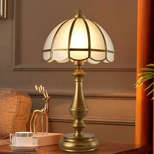 饰台灯 复古台灯卧室床头柜灯创意浪漫温馨客厅全铜高端别墅装 美式