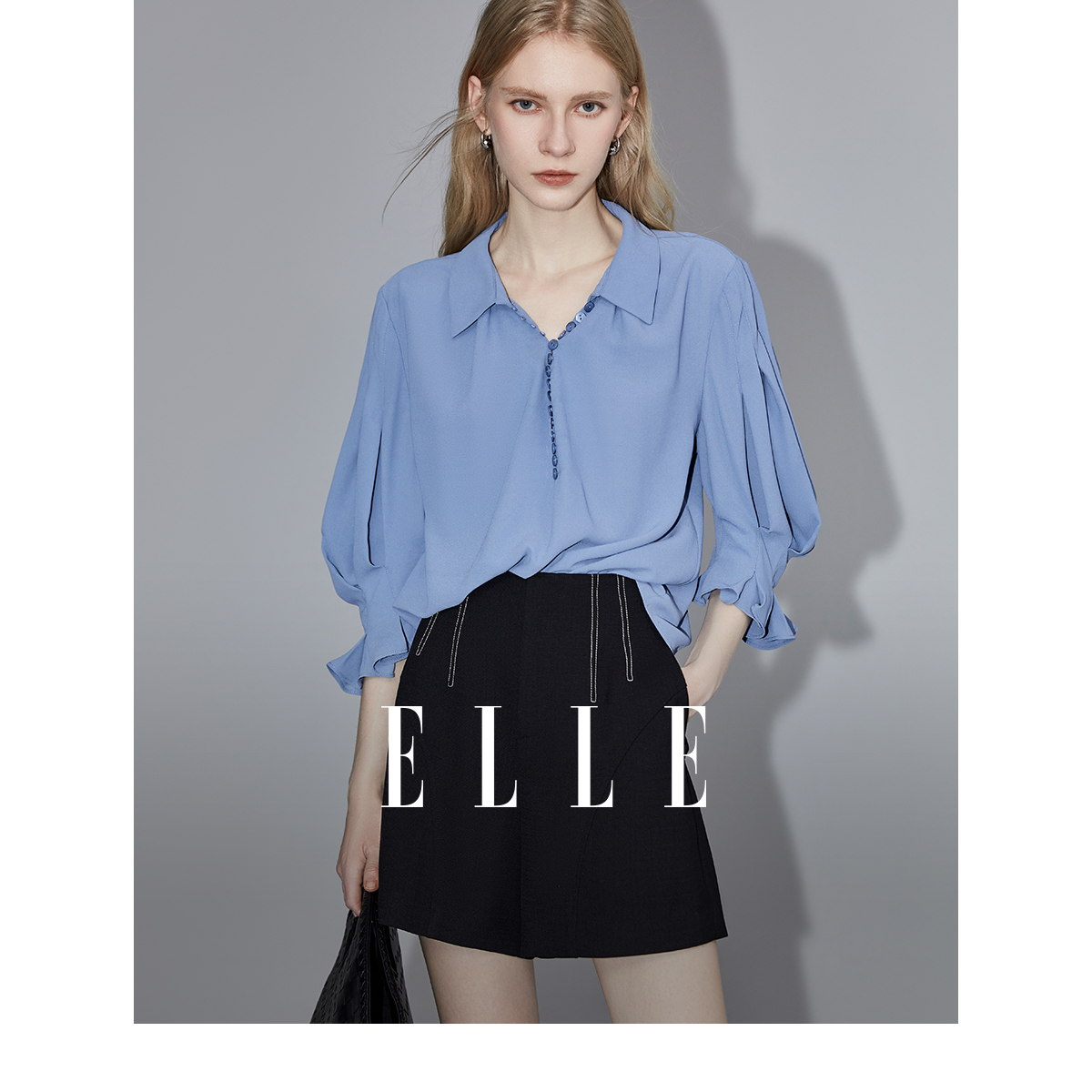 设计感衬衫 ELLE法式 宽松显瘦小众穿搭上衣 女2024夏季 长袖 新款 薄款