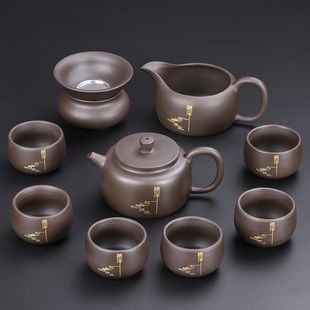 整套陶瓷茶壶茶杯茶道礼品茶具套装 陶福气家用紫砂功夫茶具套装