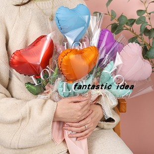 五一母亲节气球幼儿园爱心花束玫瑰花朵气球送妈妈礼品布置道具