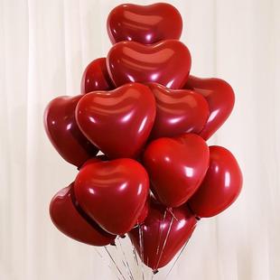 饰 婚礼装 10寸双层爱心石榴红气球心形气球结婚用品大全套装