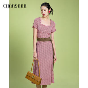 原创设计师品牌CHANSARR香莎伊甸园格纹连衣裙826211112