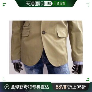 香港直邮DSQUARED2 上衣 卡其色棉质标志纽扣休闲西装 S74BN02 男士