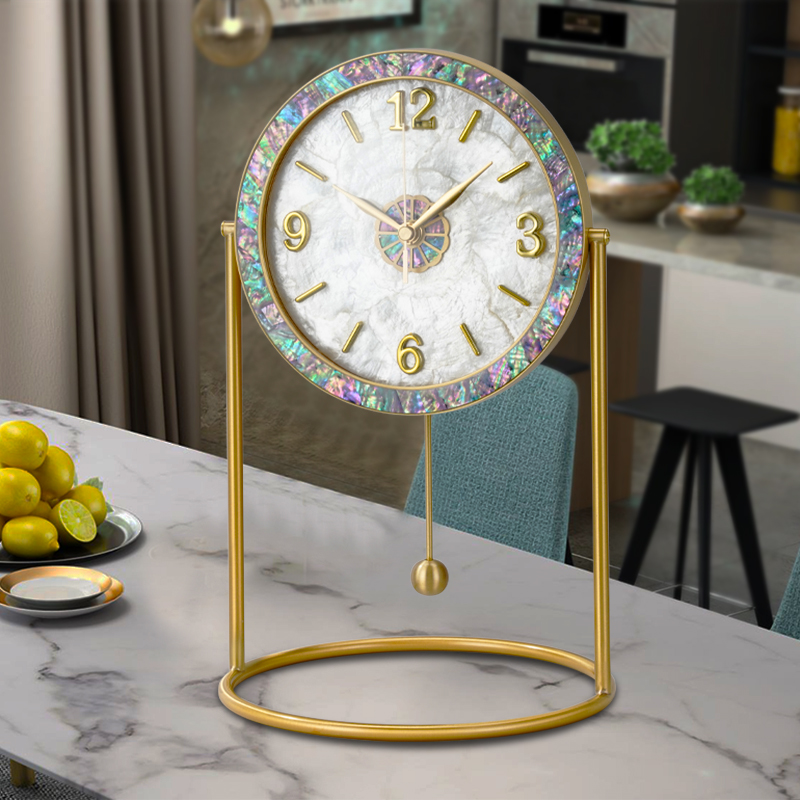 黄铜座钟客厅家用时钟摆件现代时尚 台钟欧式 钟表 座钟高档轻奢台式