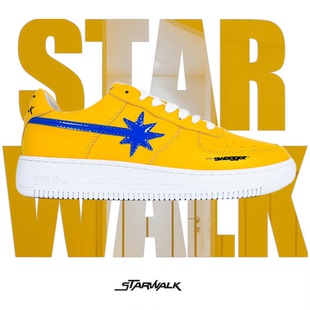 庆怜同款 休闲潮流滑板低帮运动星星板鞋 STARWALK黄蓝流星鞋