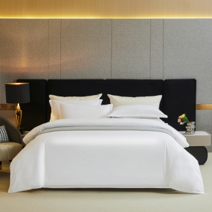 酒店床品四件套宾馆床上用品纯白色被套床单民宿布草公寓被褥单人