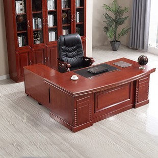 弧形办公桌子办公室总裁桌木皮桌子大班台总裁桌1.8m经理主管桌