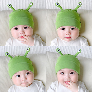 婴儿帽子超萌可爱男女宝宝护囟门帽新生儿童小怪物胎帽 薄款 春夏季