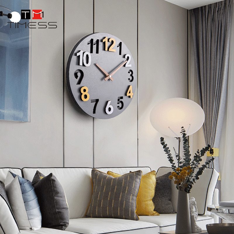 创意时钟挂表简约家用实木电子钟 挂钟客厅时尚 石英钟钟表2021新款
