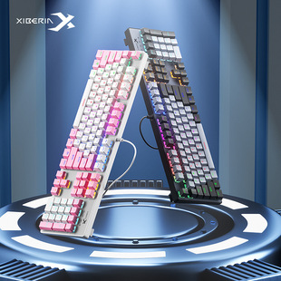 XK185机械键盘混光机械青轴金属面板拼色键帽全键无冲键