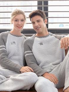 日本新款 两件套男士 家居服套装 睡衣睡 科技保暖情侣睡衣女秋冬长袖